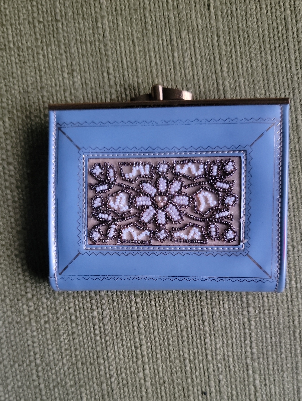 Daniel de Purse Paris Beaded Floral Accent Light Blue Women's Clutch
